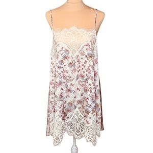 Victoria’s Secret Satin Babydoll Chemises Slip Dress M Paisley Floral Lace